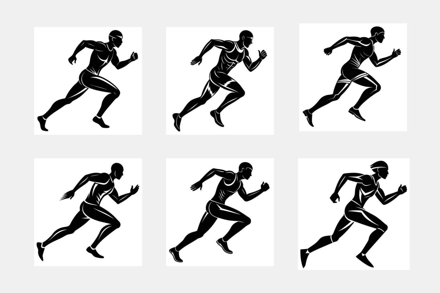 Captivating Set of Running Athlete Silhouettes vector
