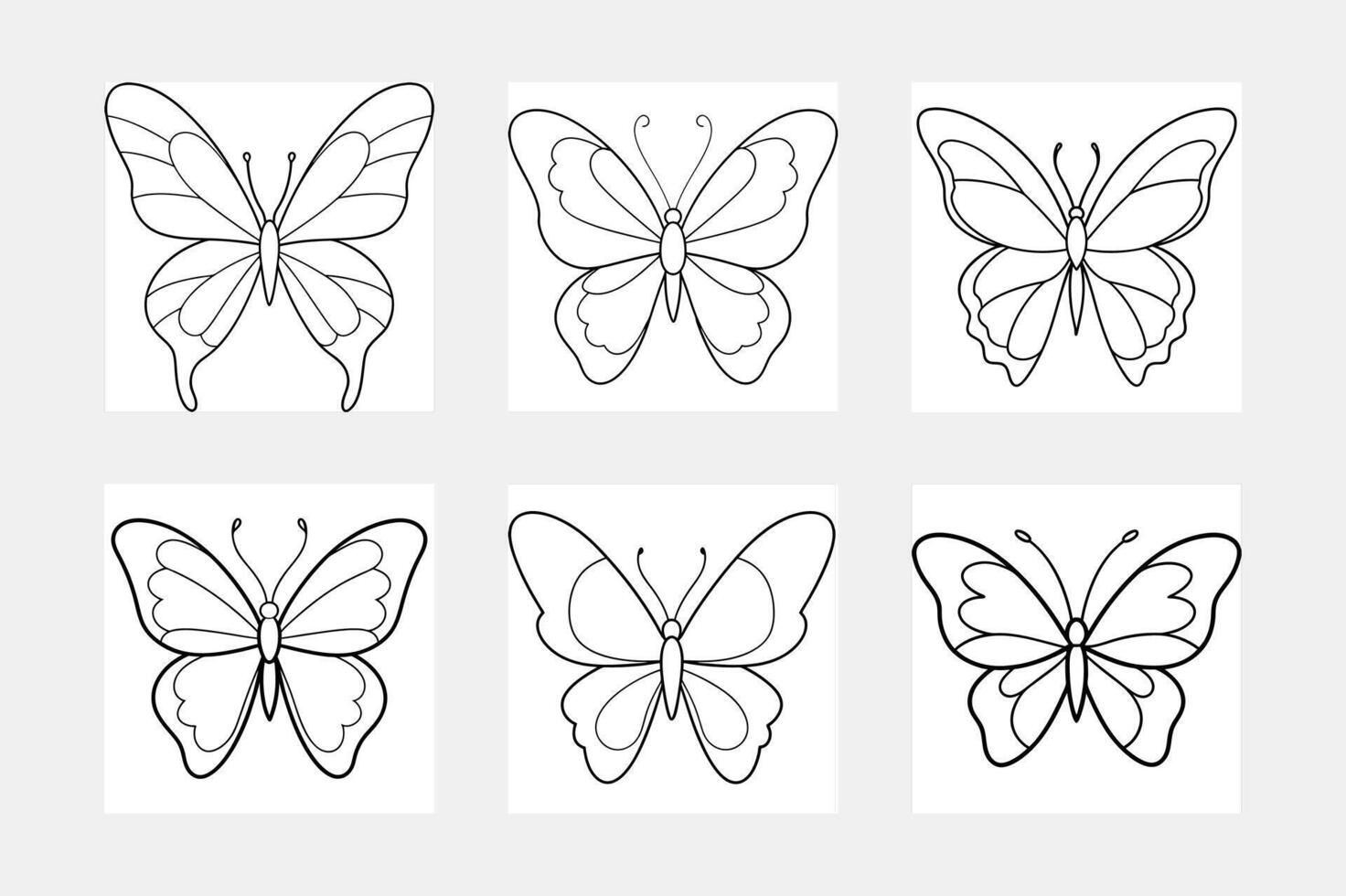 Enchanting Butterfly Line Art for Children's Coloring vector