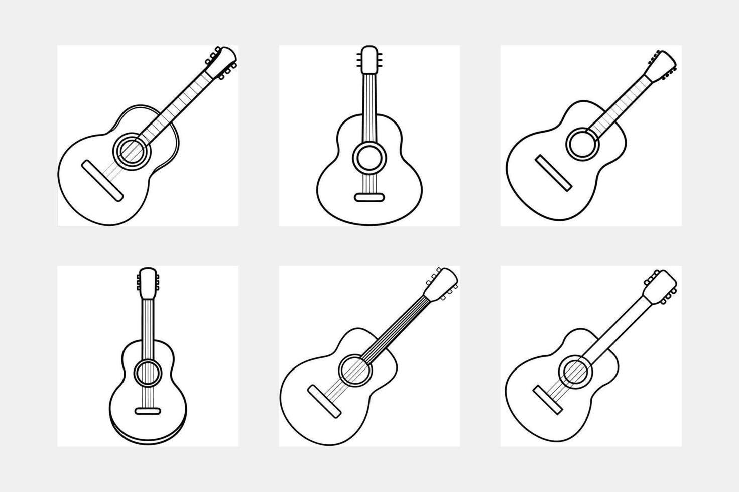 Fun Guitar Line Art Illustrations for Young Artists vector