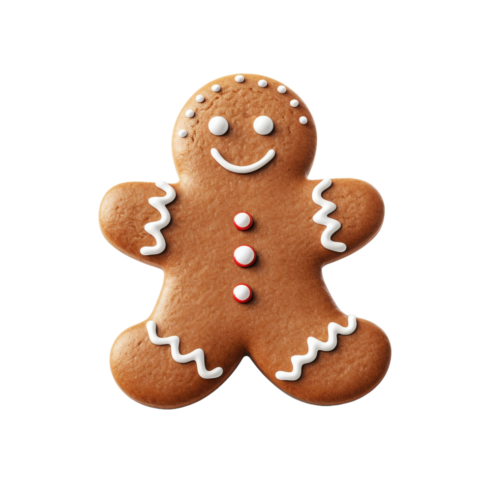3d Gingerbread Man Merry Christmas Cookie isolated on transparent background png