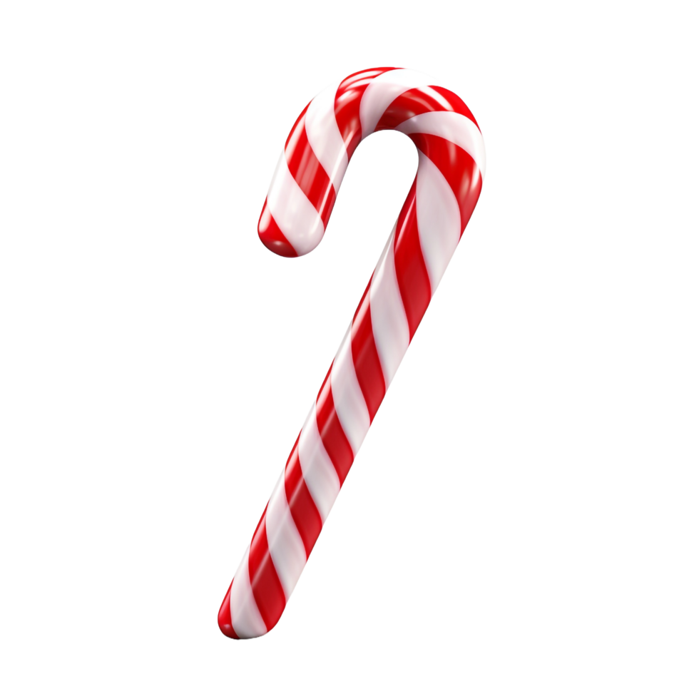 3d Christmas Candy Cane isolated on transparent background png