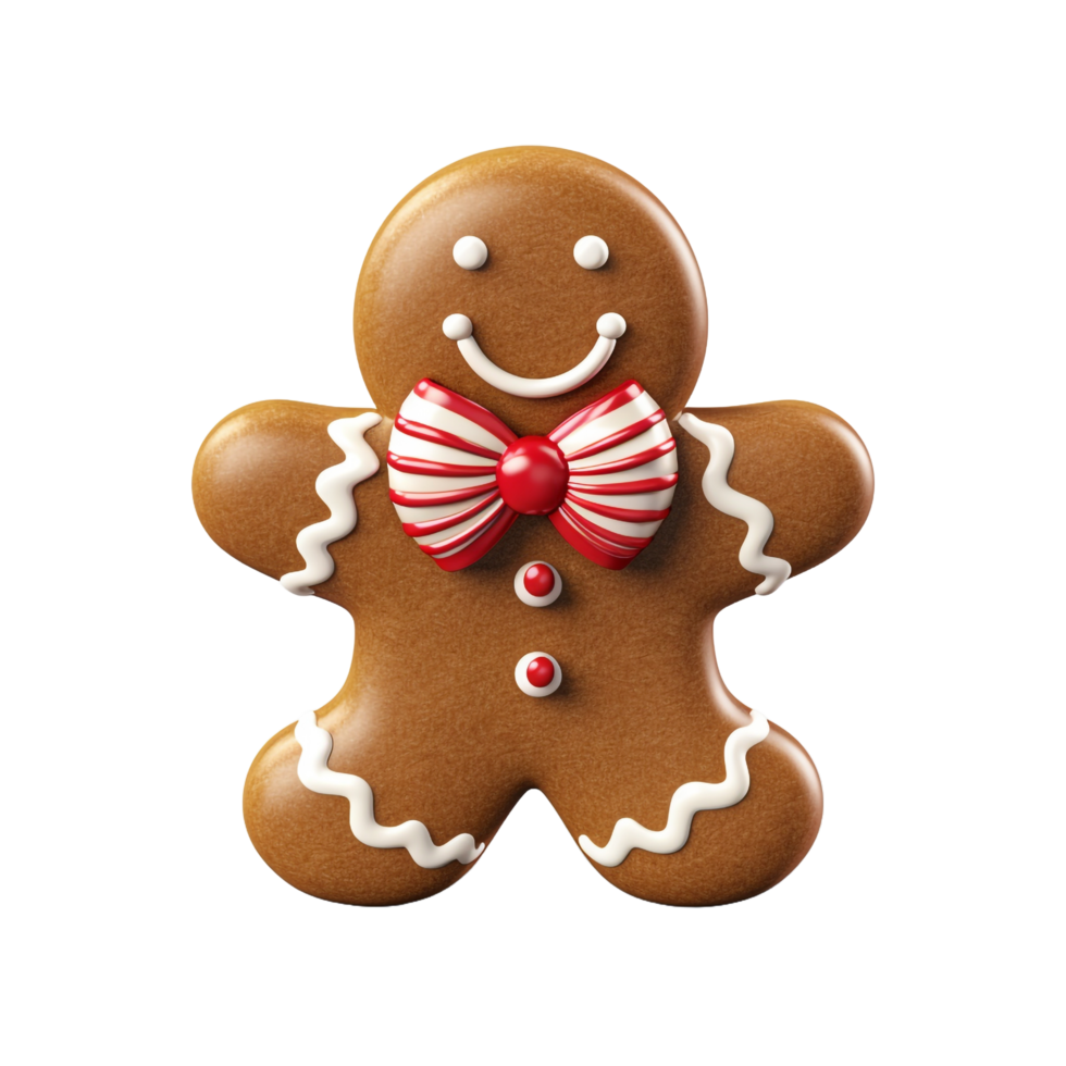 3d Gingerbread Man Merry Christmas Cookie isolated on transparent background png