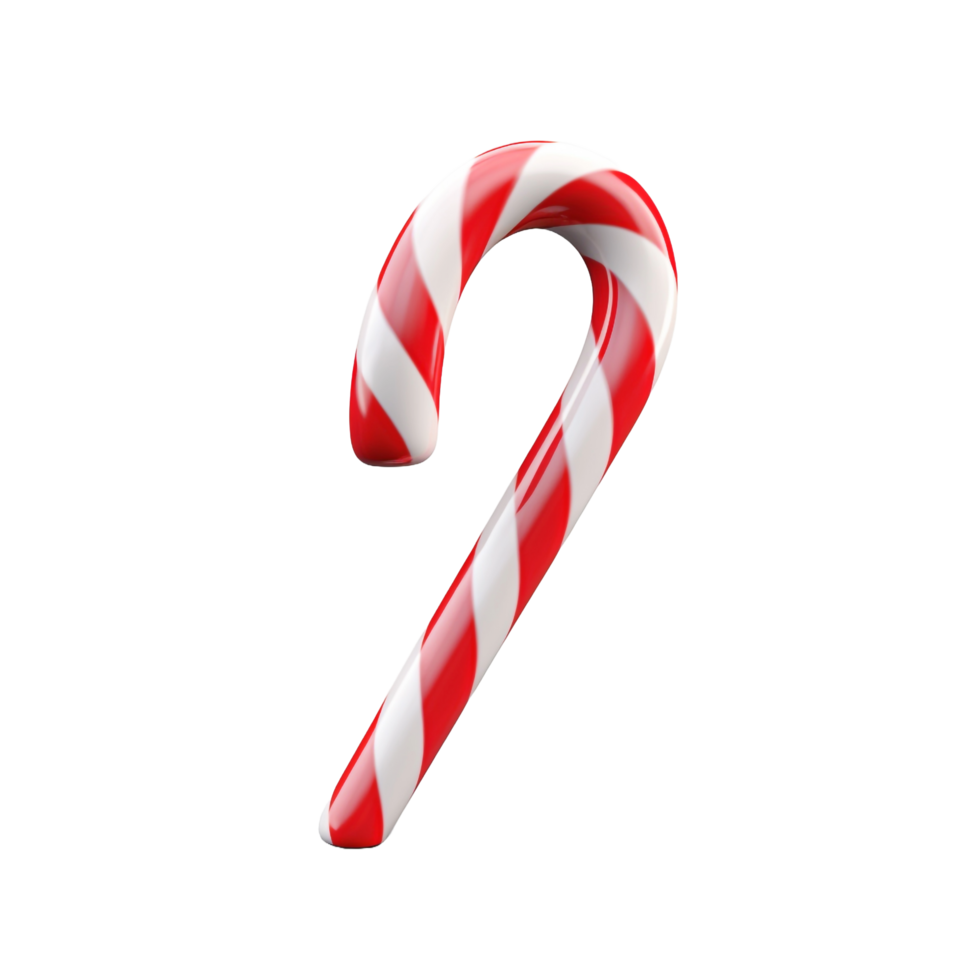 3d Christmas Candy Cane isolated on transparent background png