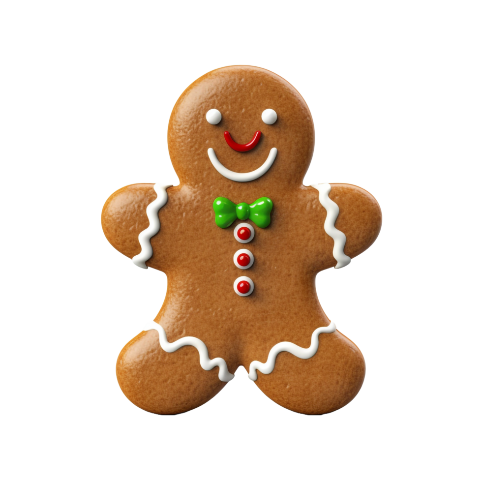 3d Gingerbread Man Merry Christmas Cookie isolated on transparent background png
