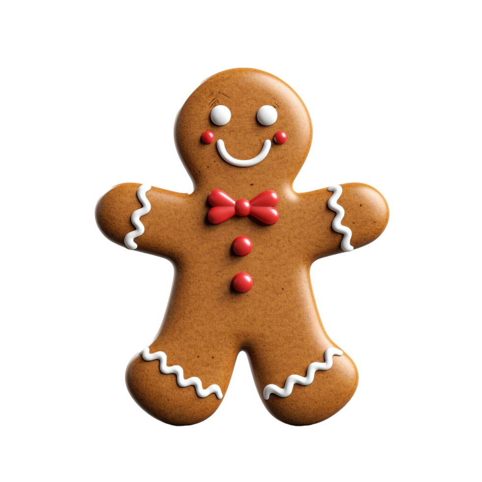 3d Gingerbread Man Merry Christmas Cookie isolated on transparent background png