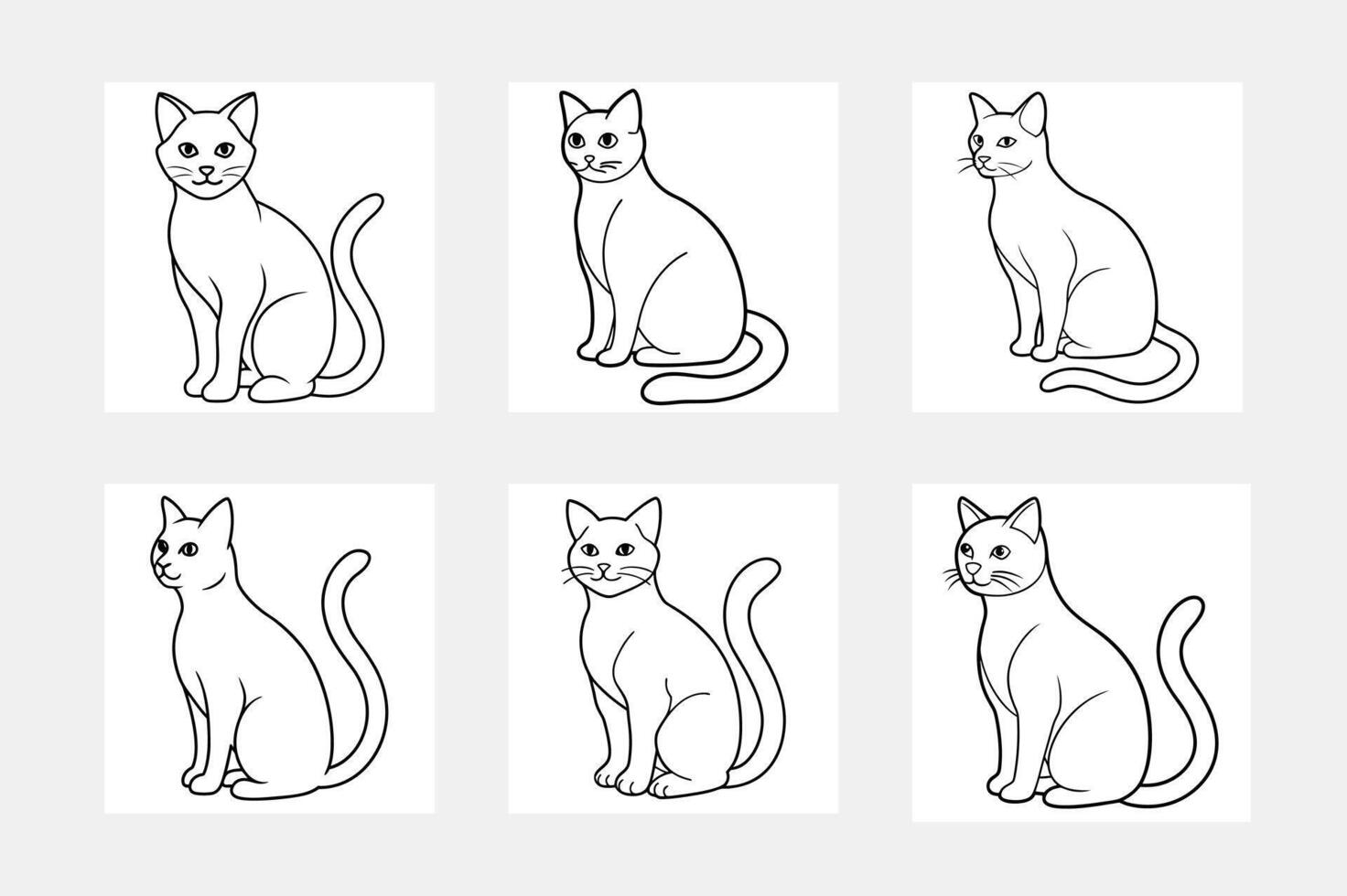 Whimsical Cat Line Art Set for Kids to Color and Enjoy vector