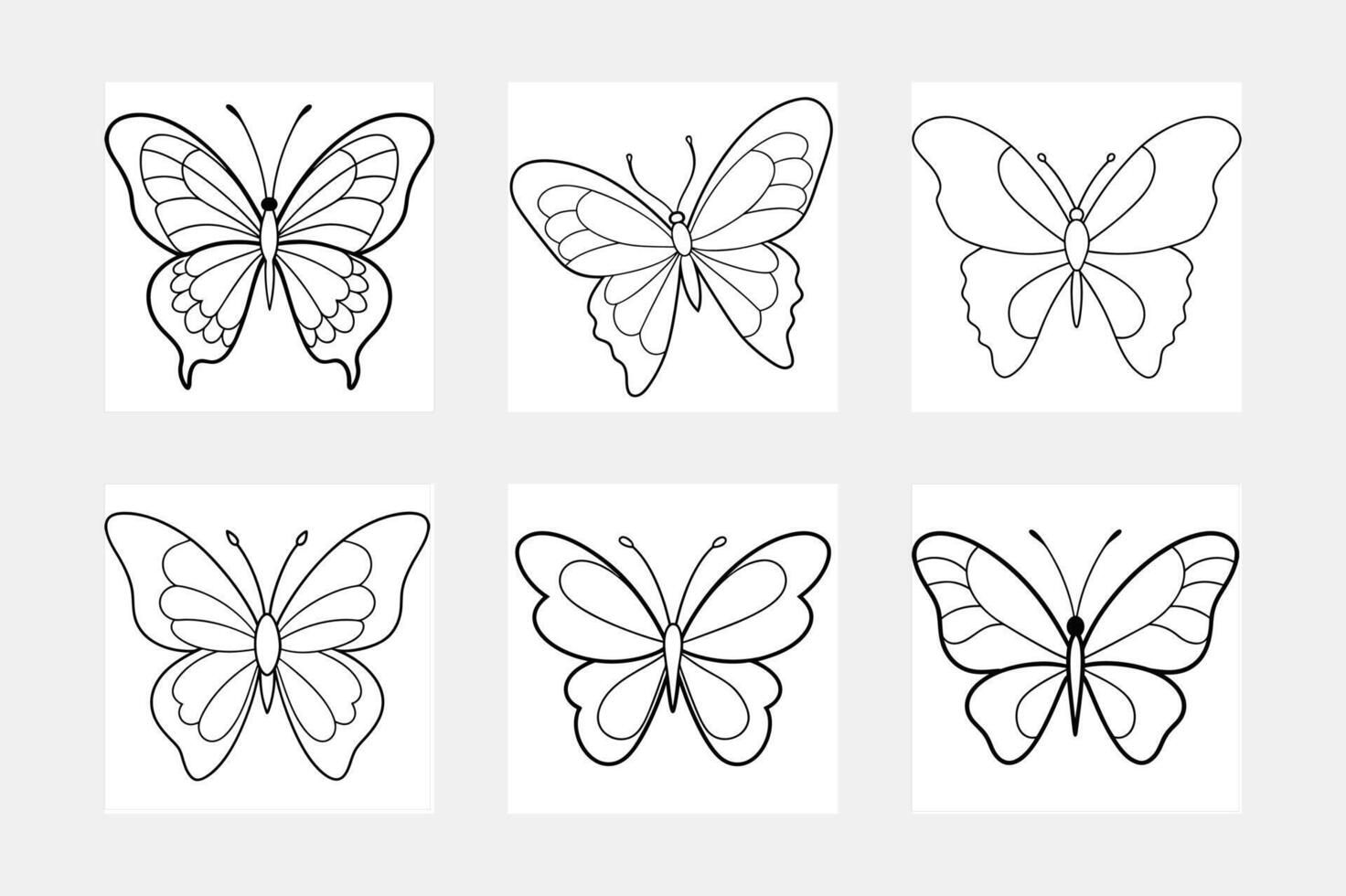 Explore Butterfly Line Art Set for Kids Coloring vector