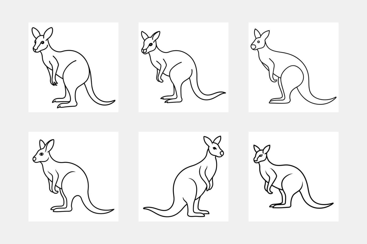 Creative Kangaroo Coloring Pages for Children vector