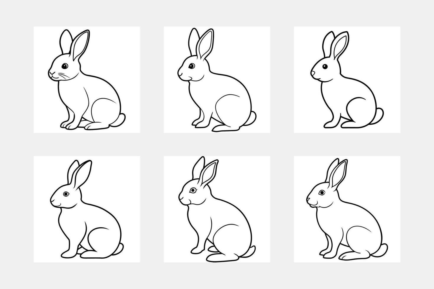 Unique Rabbit Line Art Set for Kids Coloring Book Excitement vector