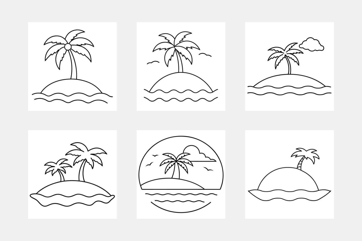 Detailed island line art illustration set 48690344 Vector Art at Vecteezy