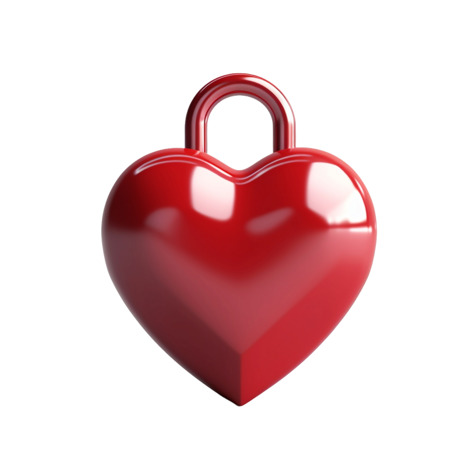 3d Unlock Heart Locker isolated on transparent background png