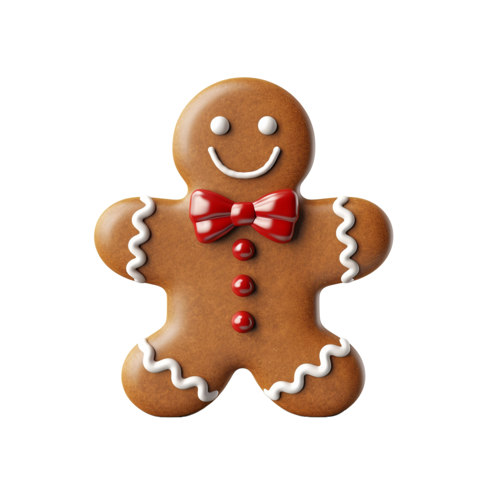 3d Gingerbread Man Merry Christmas Cookie isolated on transparent background png