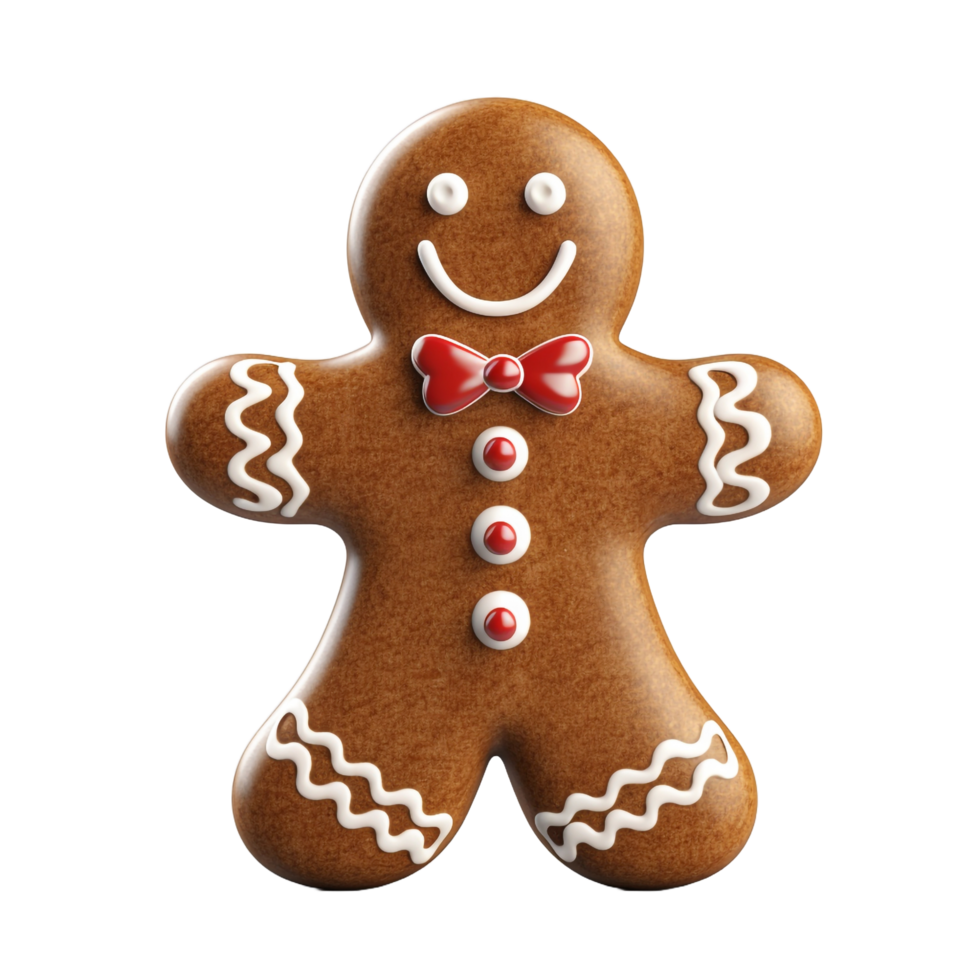 3d Gingerbread Man Merry Christmas Cookie isolated on transparent background png