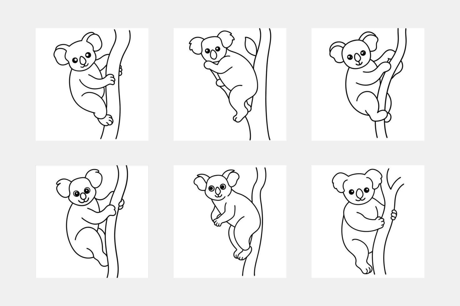 Creative Koala Line Art Collection for Young Artists vector