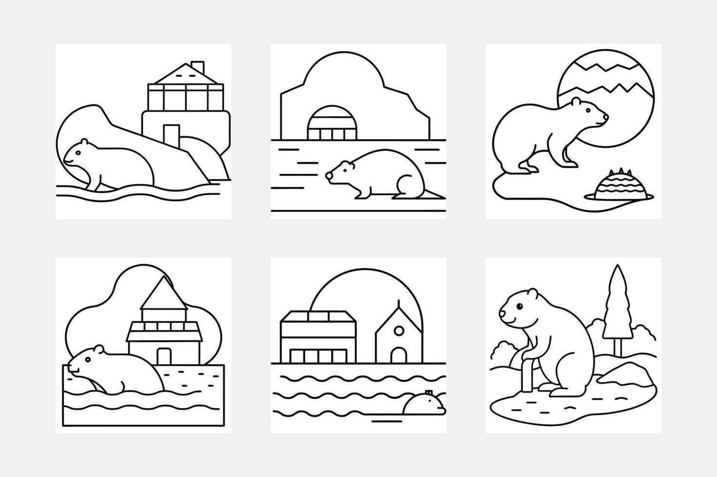 Best Beaver Line Art Illustrations for Coloring Books vector