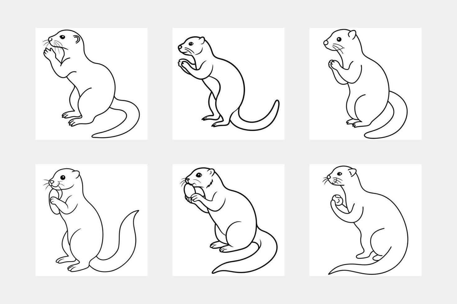Adorable Otter Coloring Pages with White Background vector