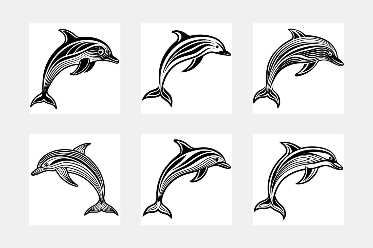 Dolphin set artwork playful ocean animals vector