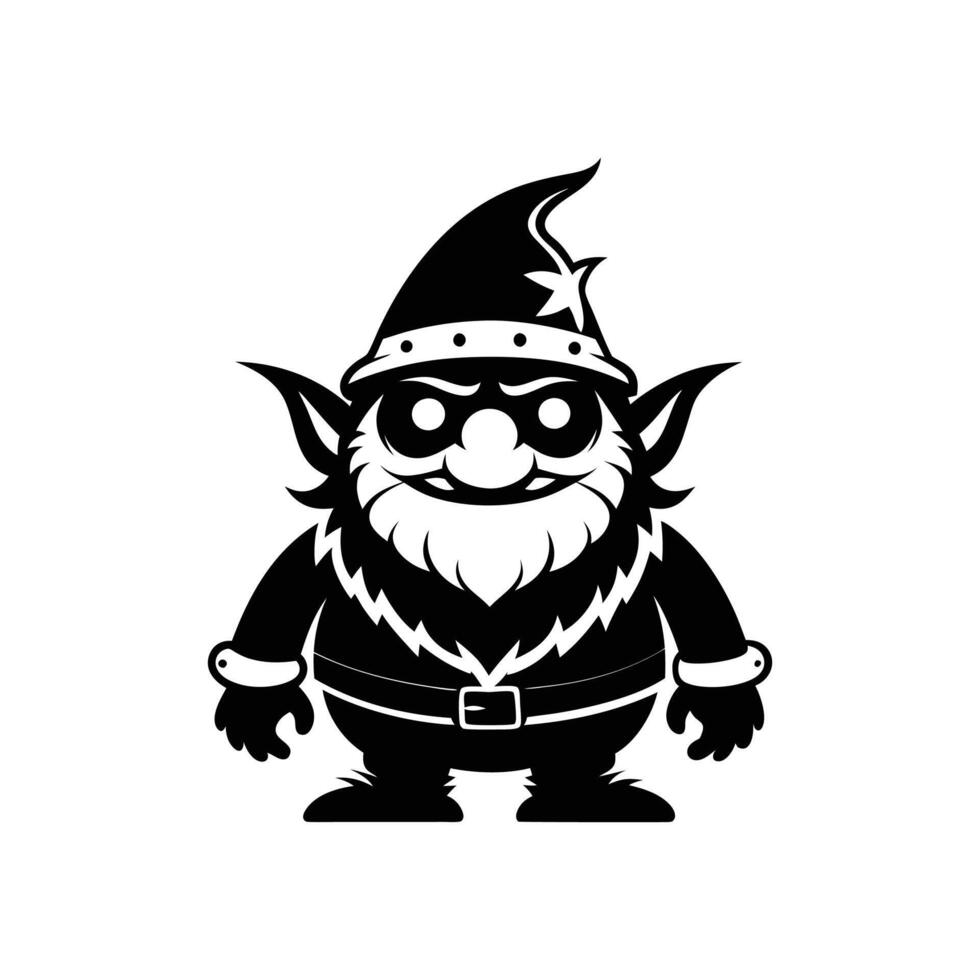 gnome art illustration silhouette logo design black and white vector