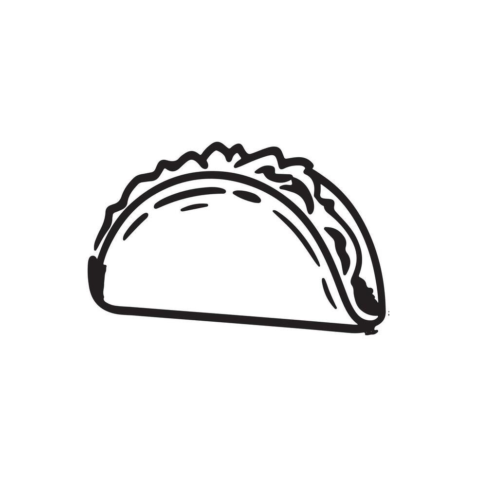 Tacos icon logo silhouette illustration design black and white vector