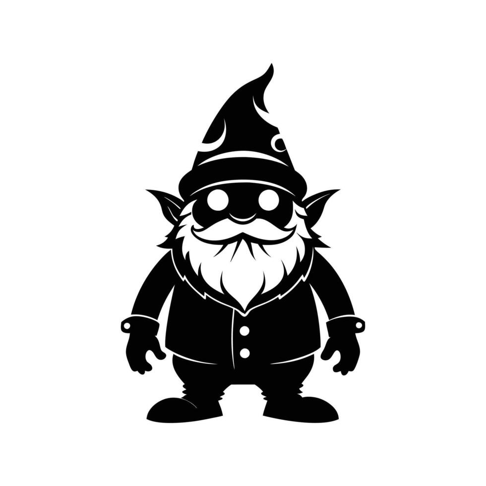 gnome art illustration silhouette logo design black and white vector
