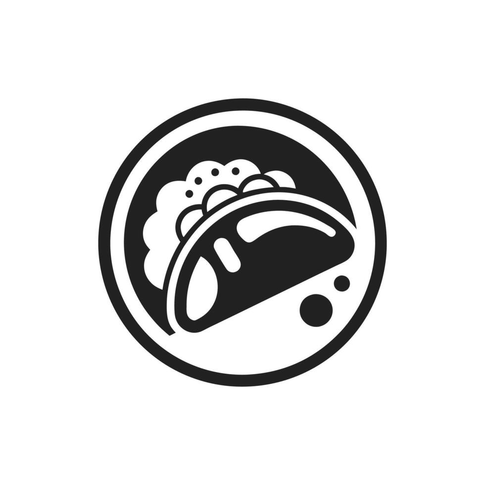 Tacos icon logo silhouette illustration design black and white vector
