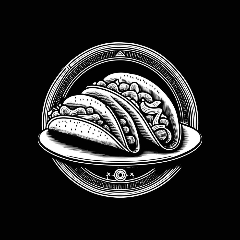 Tacos icon logo silhouette illustration design black and white vector