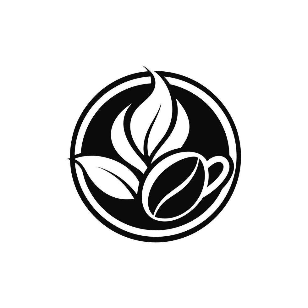 coffee illustration silhouette logo design black and white color vector