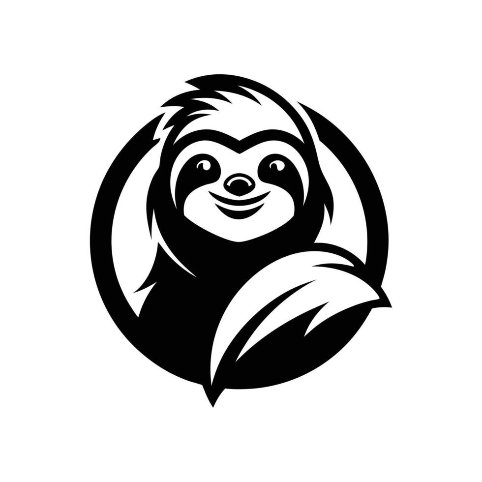 sloth art silhouette logo icon design black and white vector