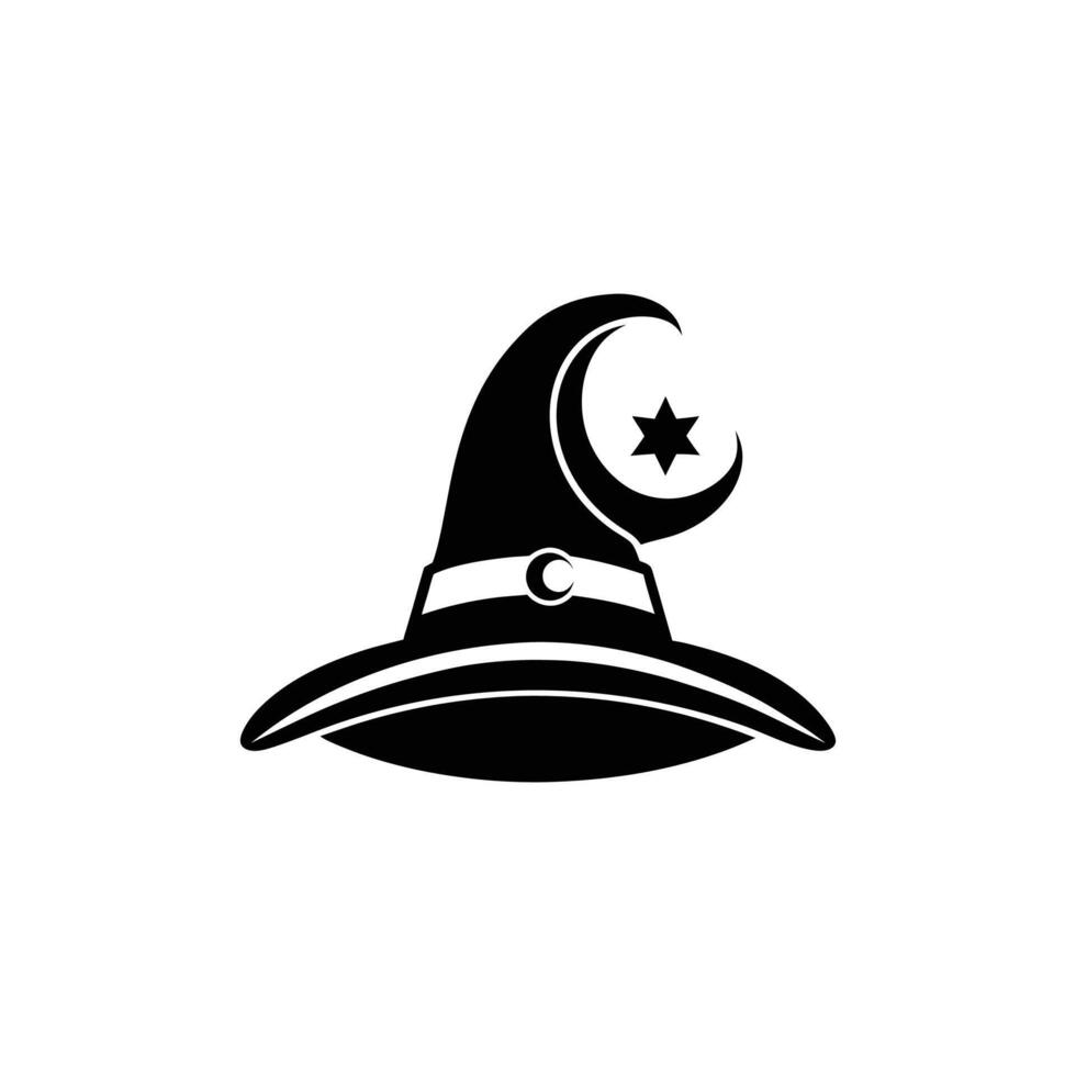 Halloween witch and wizard hat art, silhouette, icon, logo, doddle design black and white vector