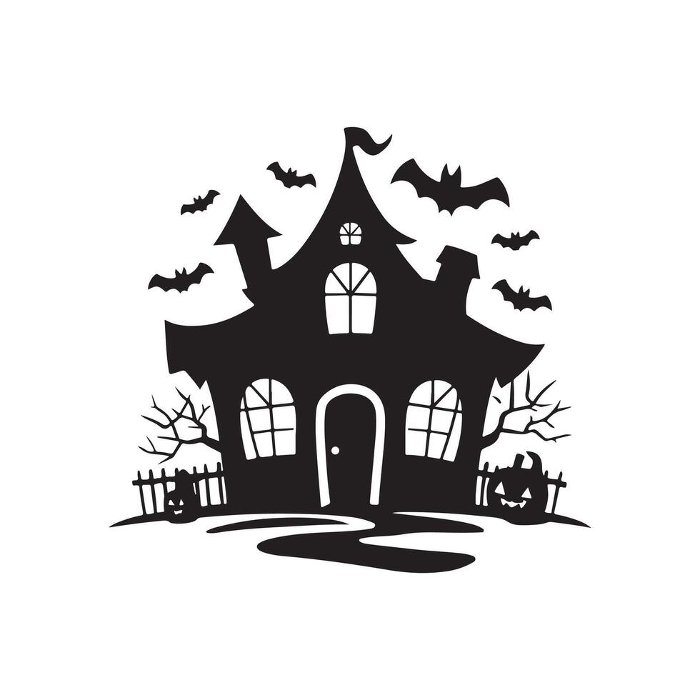 Halloween house silhouette icon logo design on white background vector