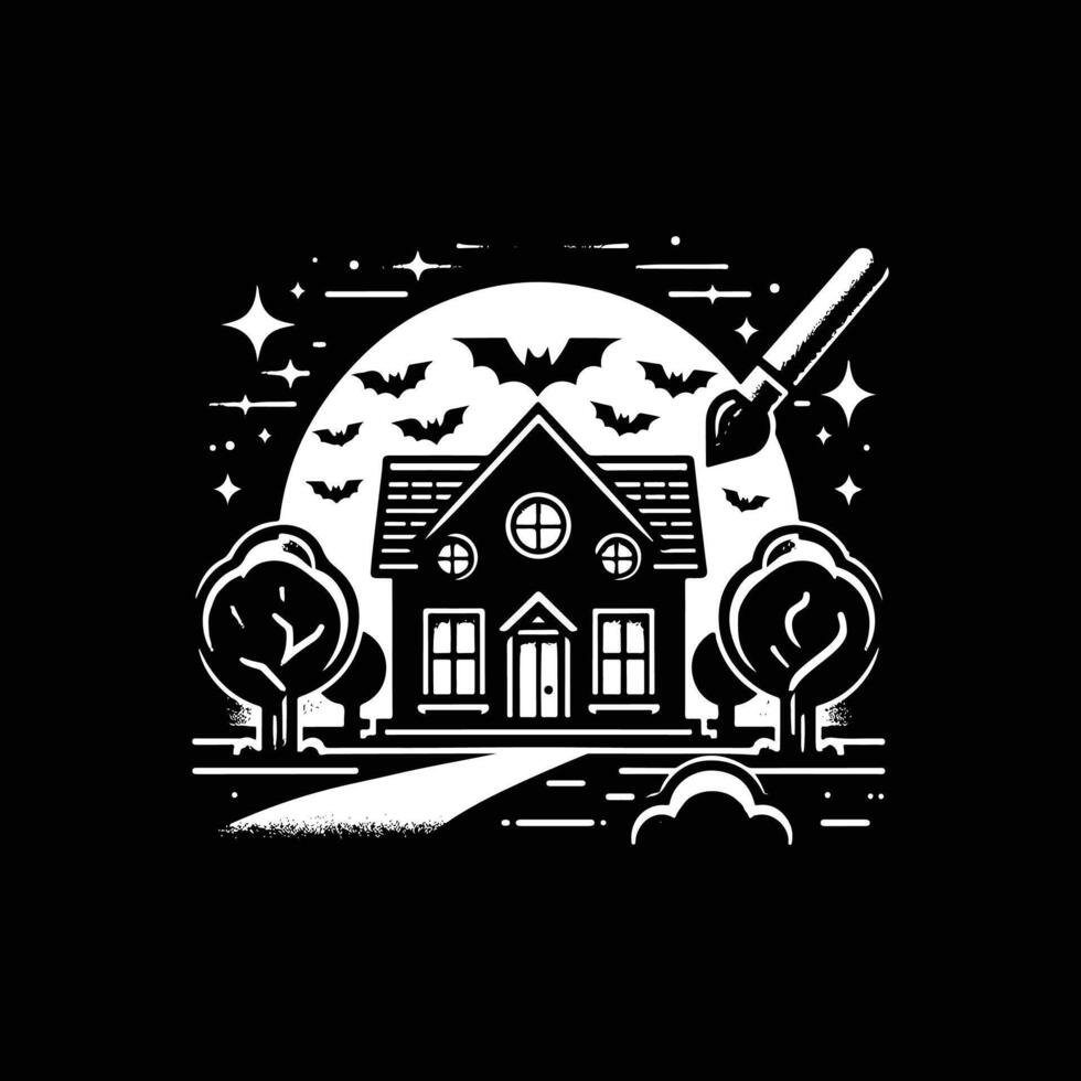 Halloween house silhouette icon logo design on white background vector