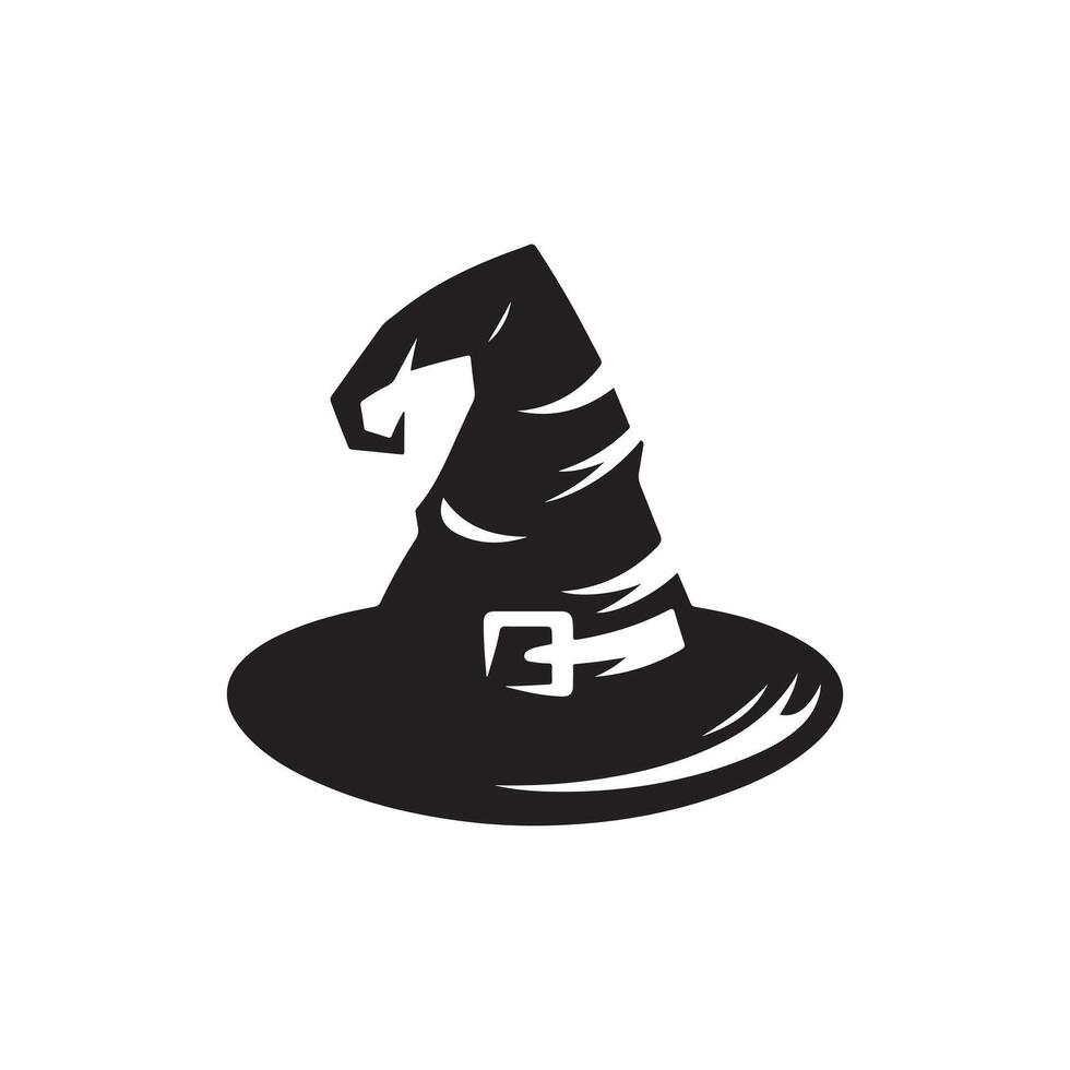 Halloween witch and wizard hat art, silhouette, icon, logo, doddle design black and white vector