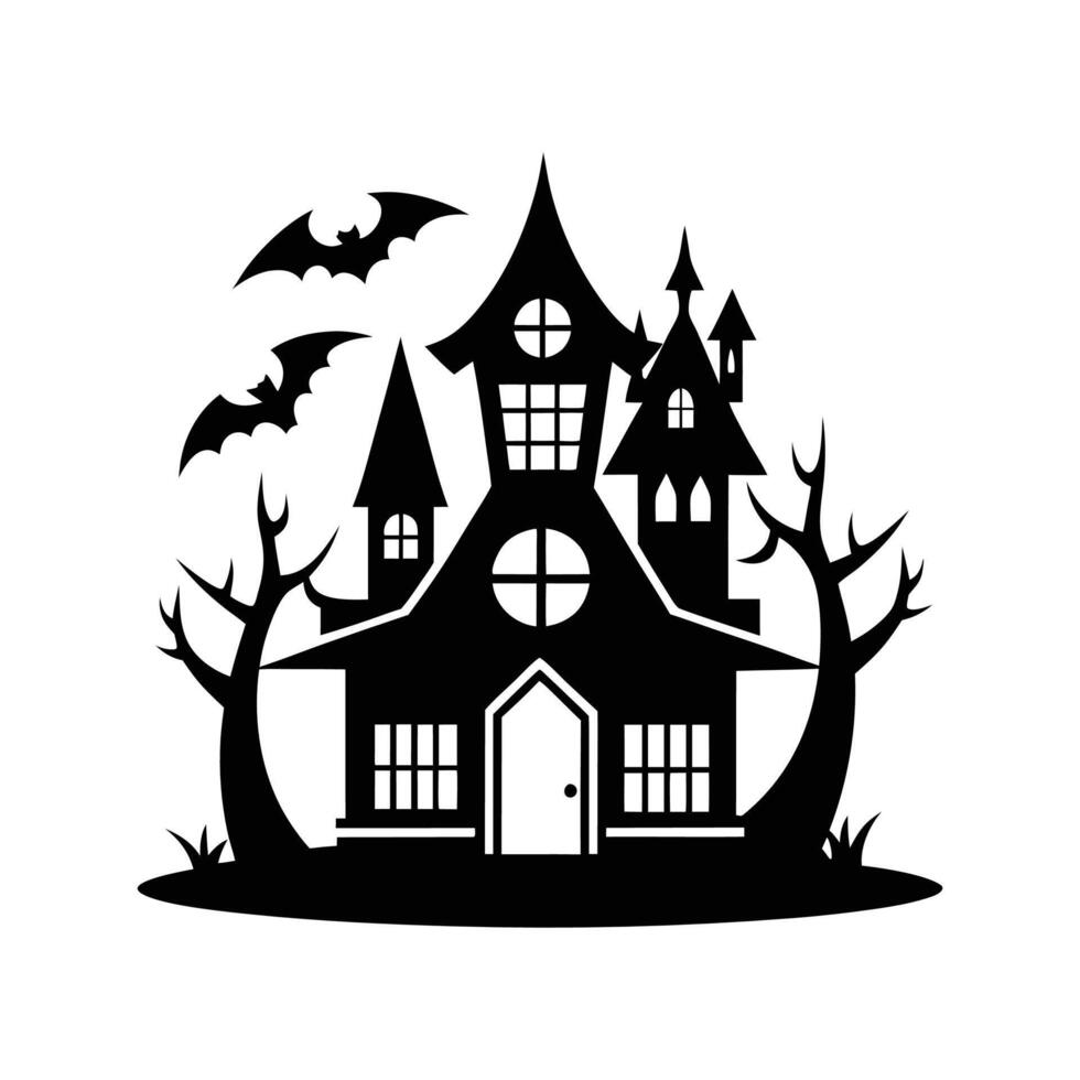 Halloween house silhouette icon logo design on white background vector