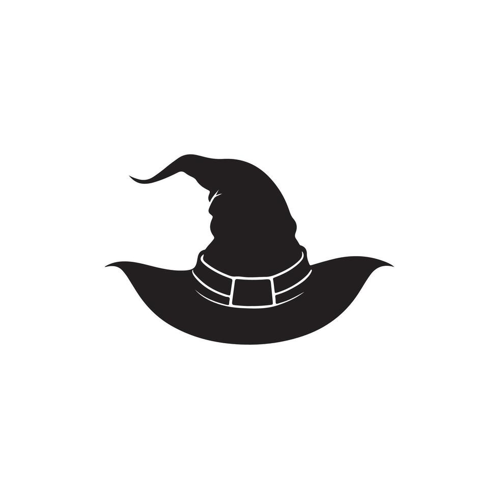 Halloween witch and wizard hat art, silhouette, icon, logo, doddle design black and white vector