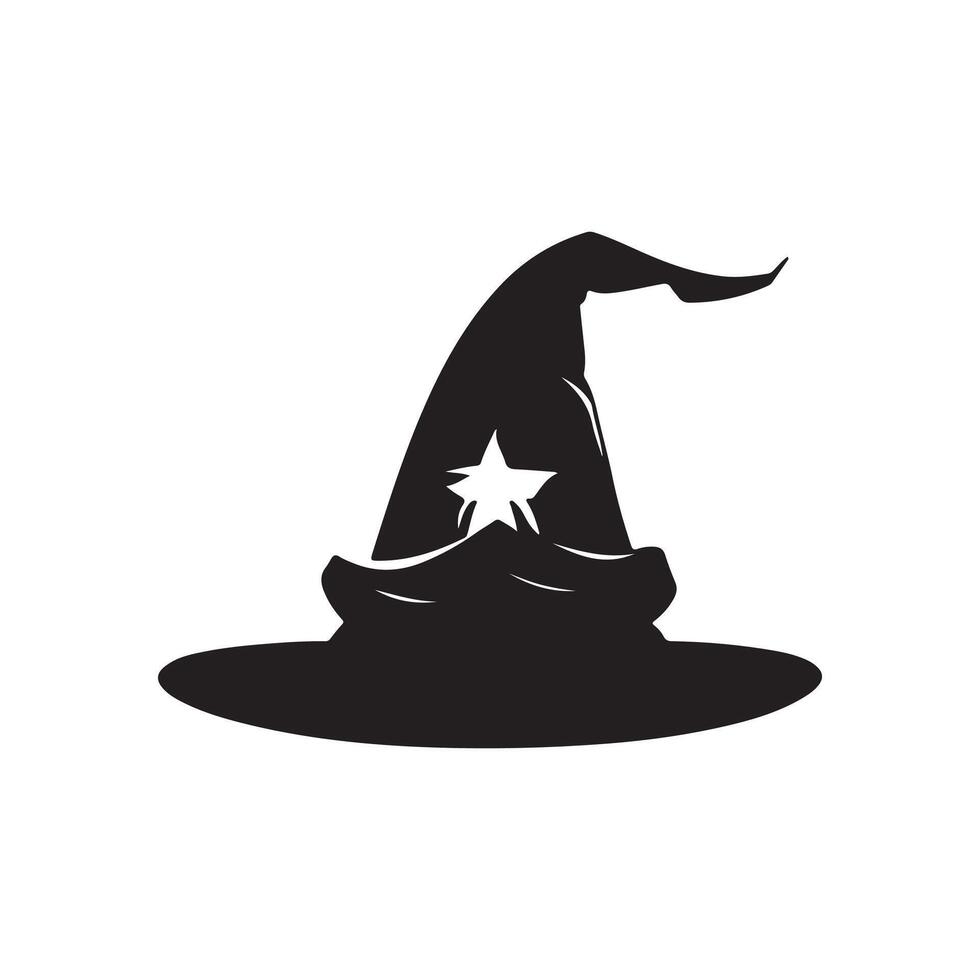 Halloween witch and wizard hat art, silhouette, icon, logo, doddle design black and white vector