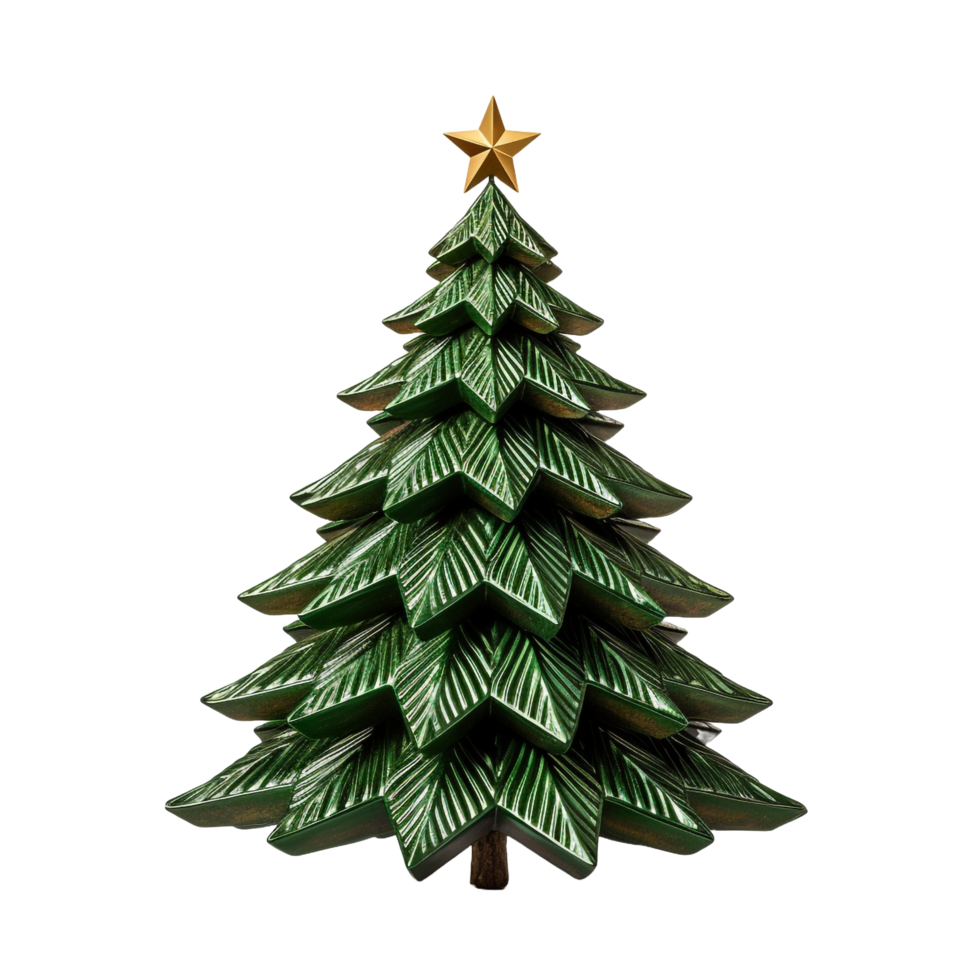 A christmas tree with a star on it isolated on transparent background png