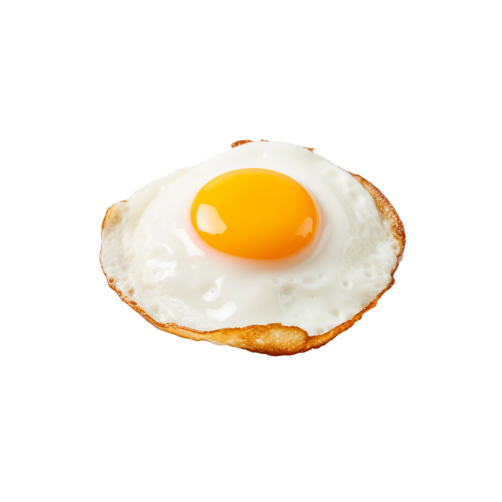 A fried egg is on a plate with a fried egg isolated on transparent background png