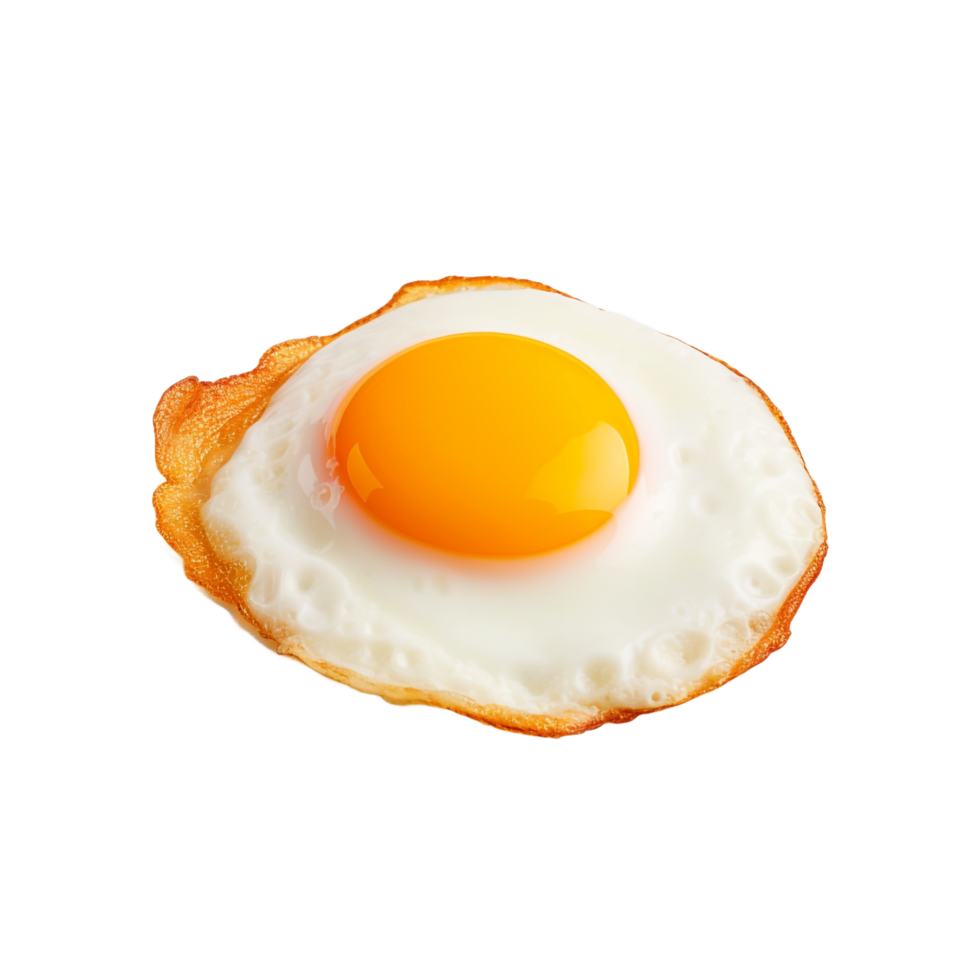 A fried egg is on a plate with a fried egg isolated on transparent background png