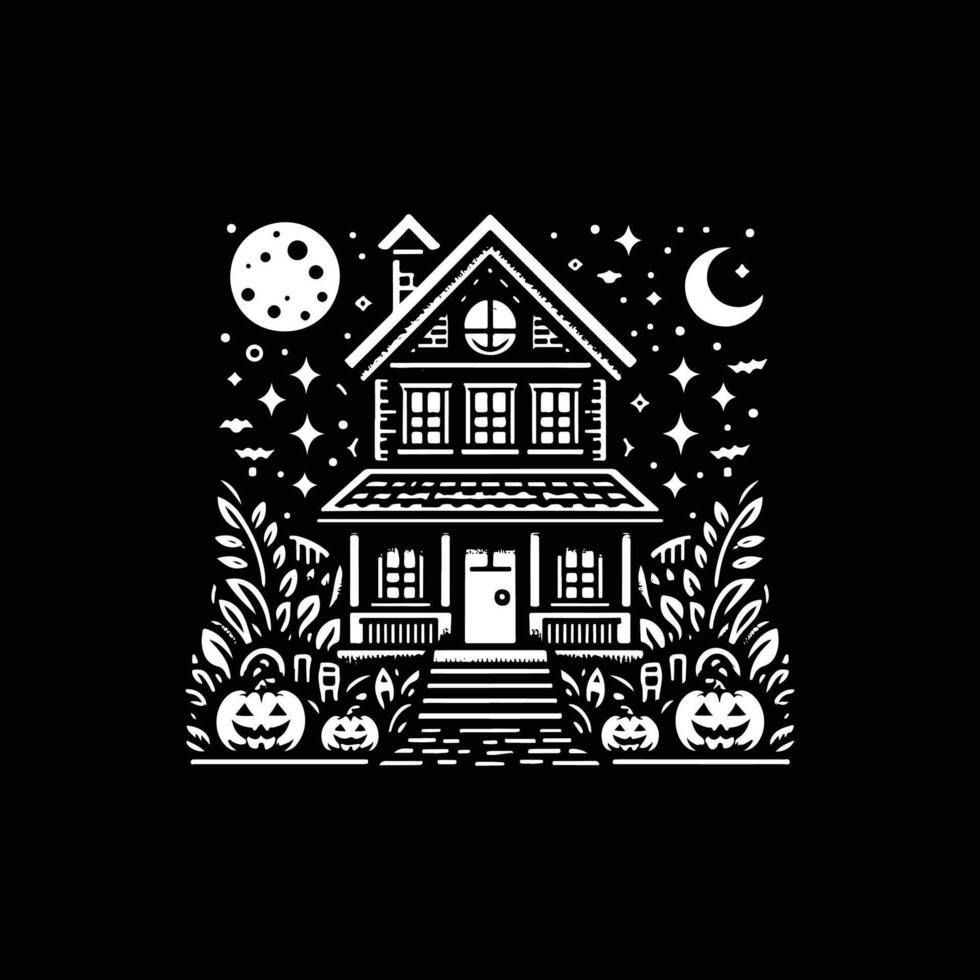 Halloween house silhouette icon logo design on white background vector