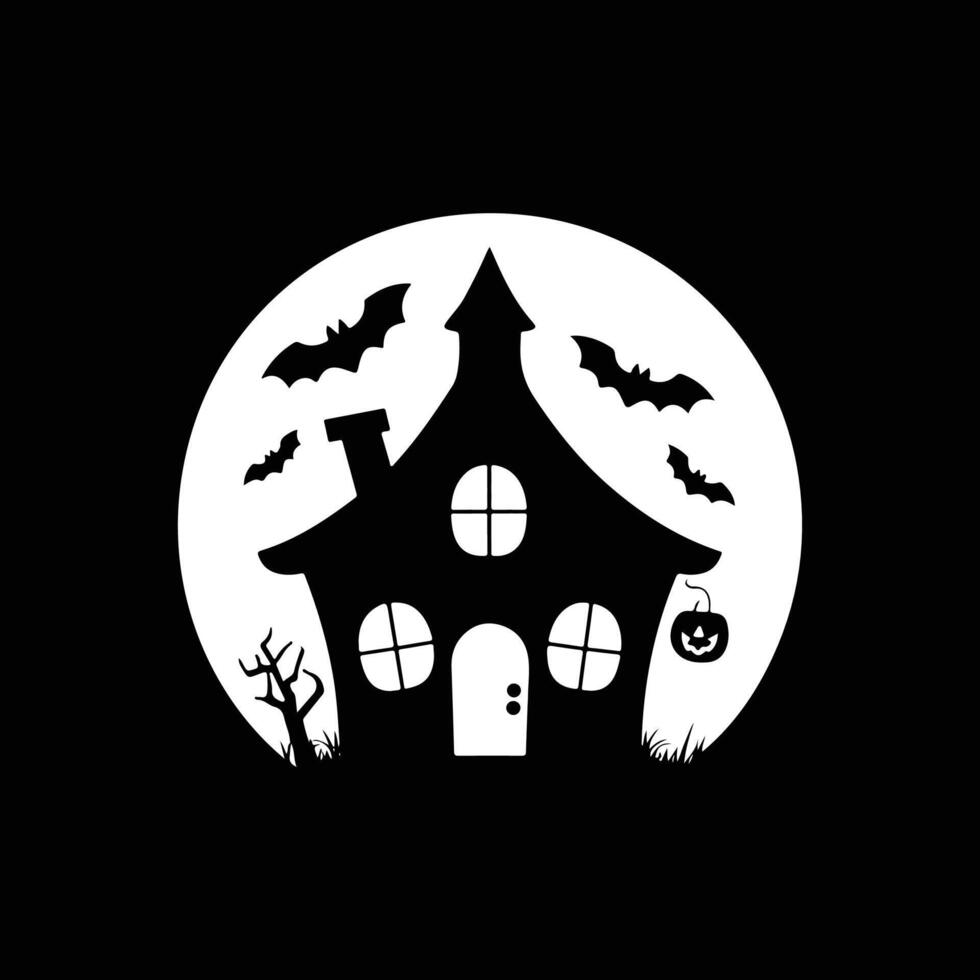 Halloween house silhouette icon logo design on white background vector