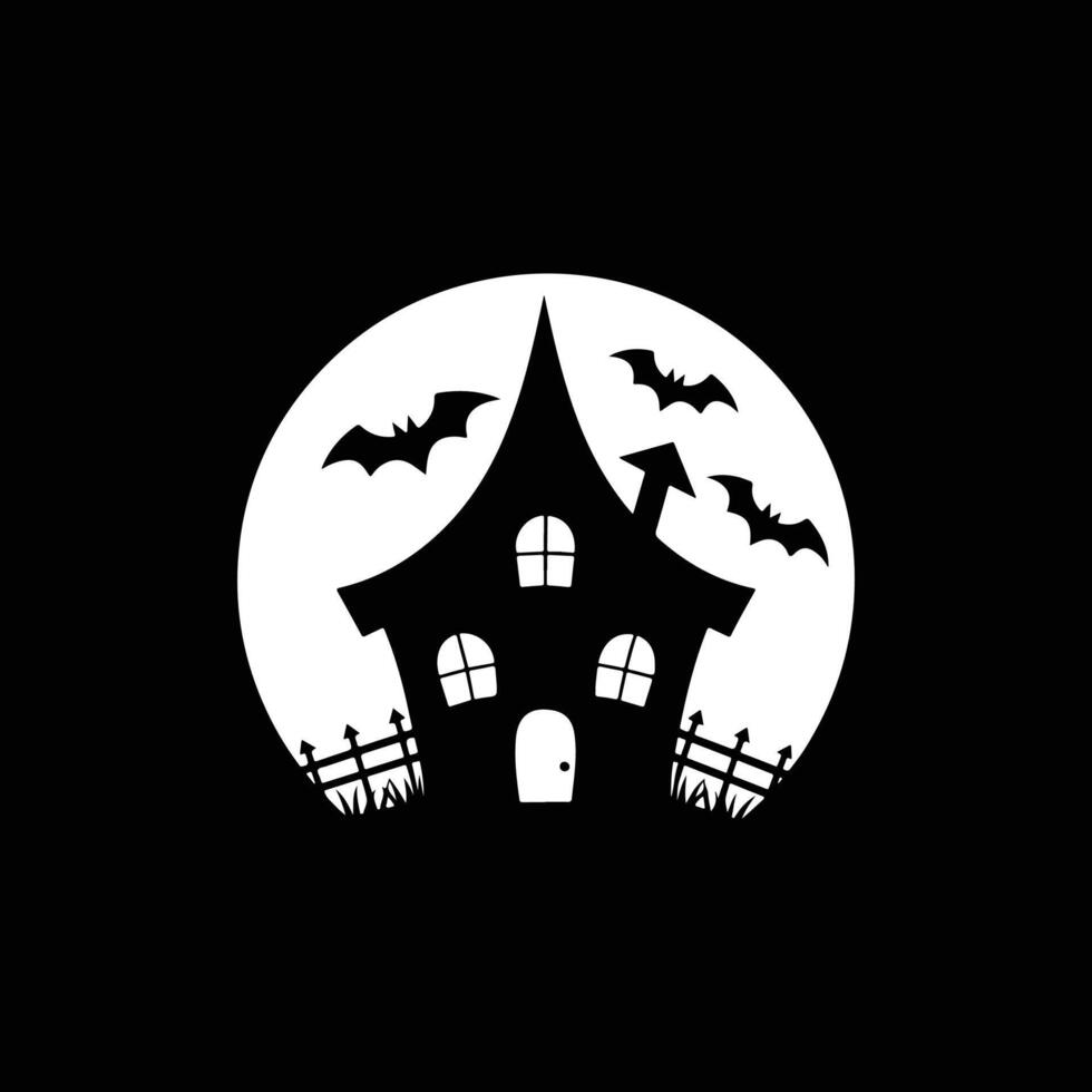Halloween house silhouette icon logo design on white background vector