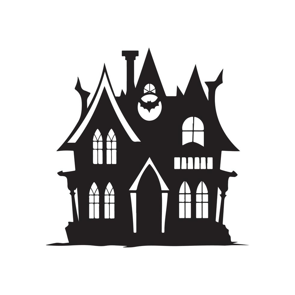 Halloween house silhouette icon logo design on white background vector