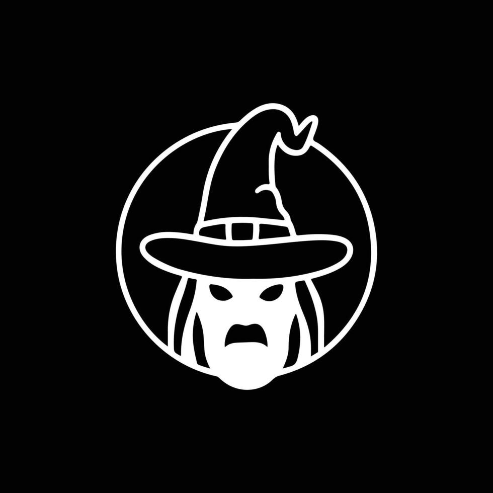 Halloween witch and wizard hat art, silhouette, icon, logo, doddle design black and white vector