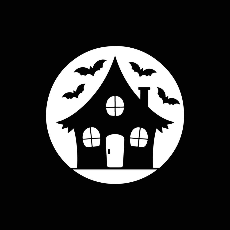 Halloween house silhouette icon logo design on white background vector