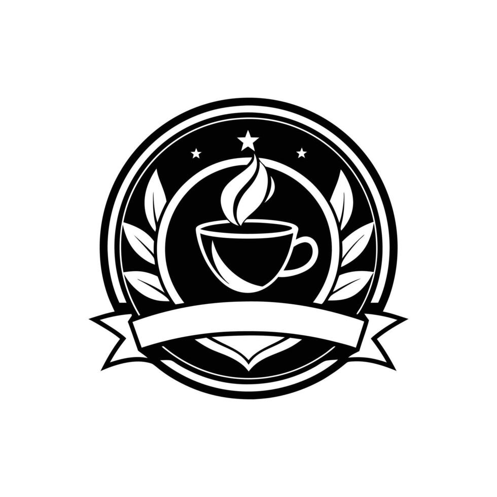 coffee illustration silhouette logo design black and white color vector