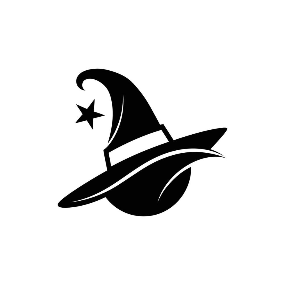 Halloween witch and wizard hat art, silhouette, icon, logo, doddle design black and white vector