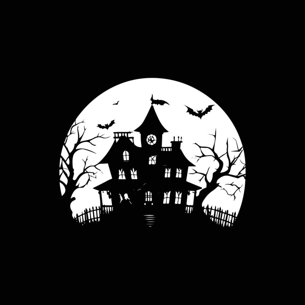 Halloween house silhouette icon logo design on white background vector