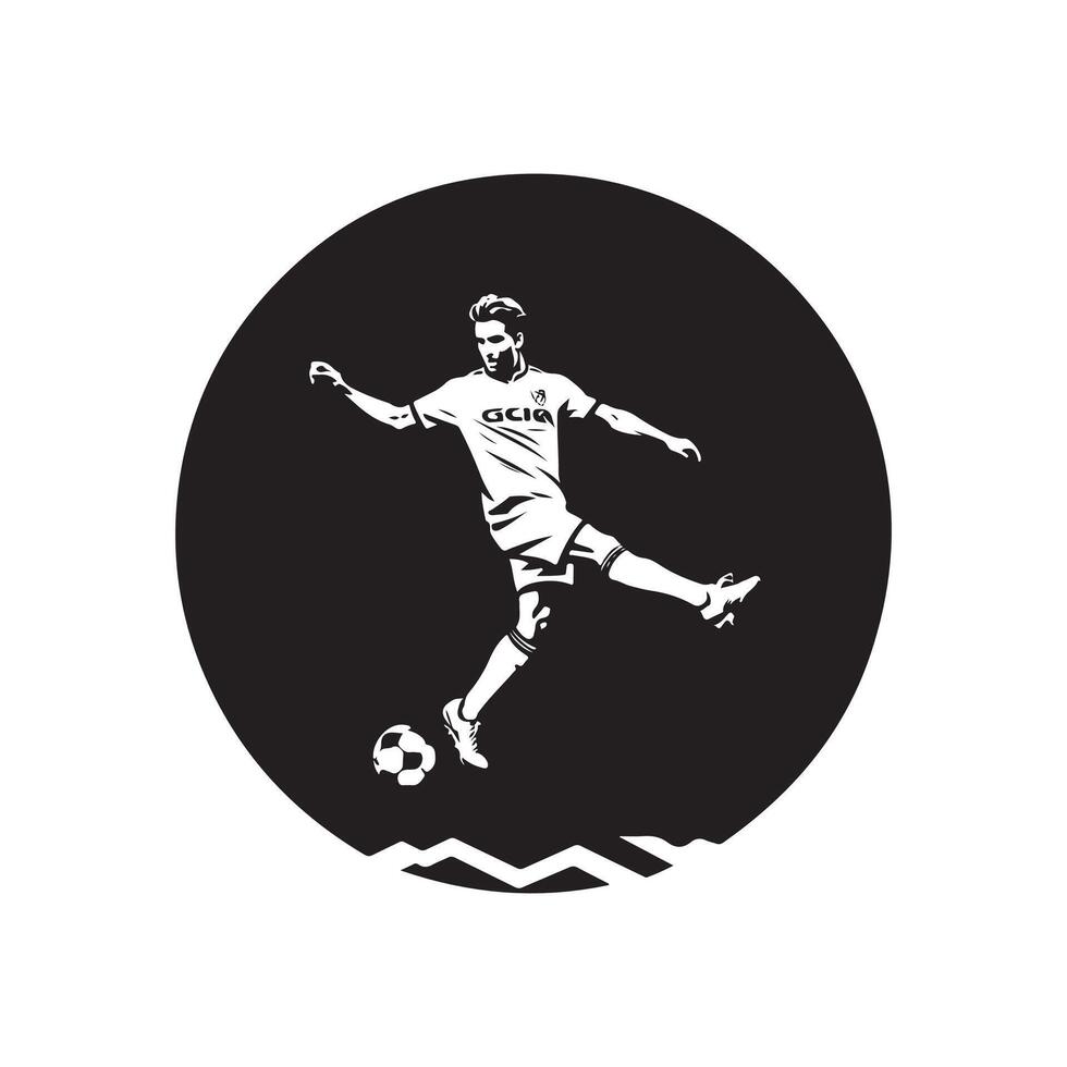 American soccer art silhouette logo icon design black and white vector