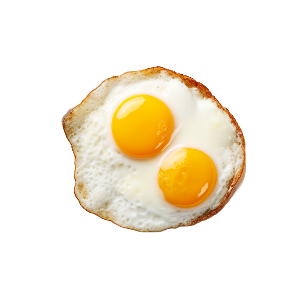 A fried egg is on a plate with a fried egg isolated on transparent background png