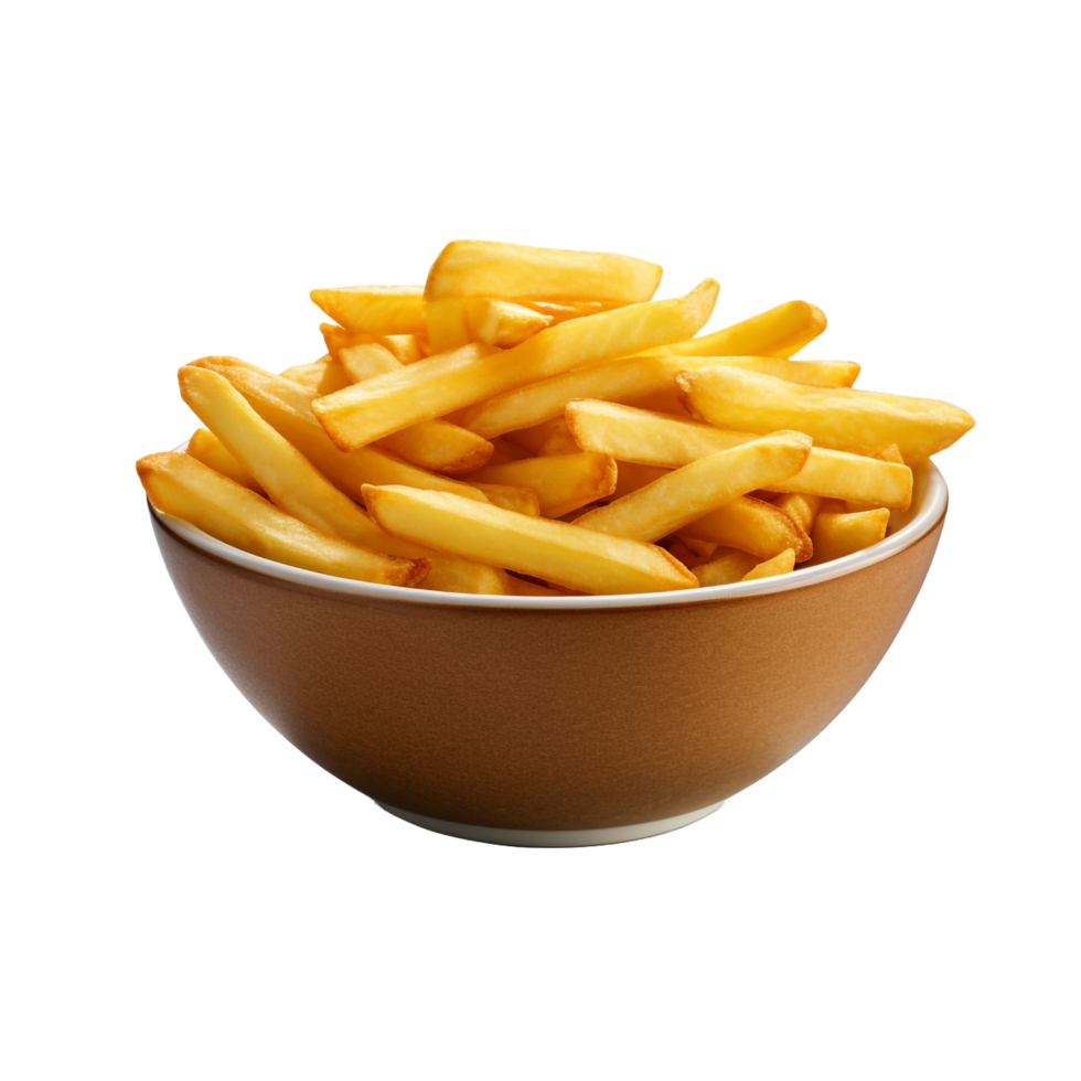 A bowl of french fries isolated on transparent background png